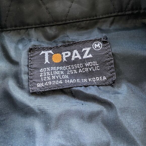 Vintage 70s Loop Collar Flannel Shirt Wool Blend Topaz Plaid Medium Camp - Picture 4 of 7